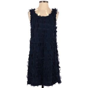 H&M APPLIQUÉD LINEN-BLEND SHIFT DRESS, SIZE L